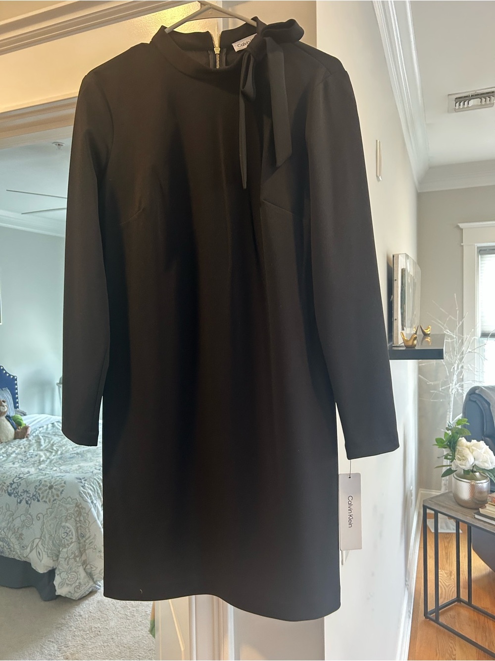 Calvin Klein Black Dress with Neck Tie Detail